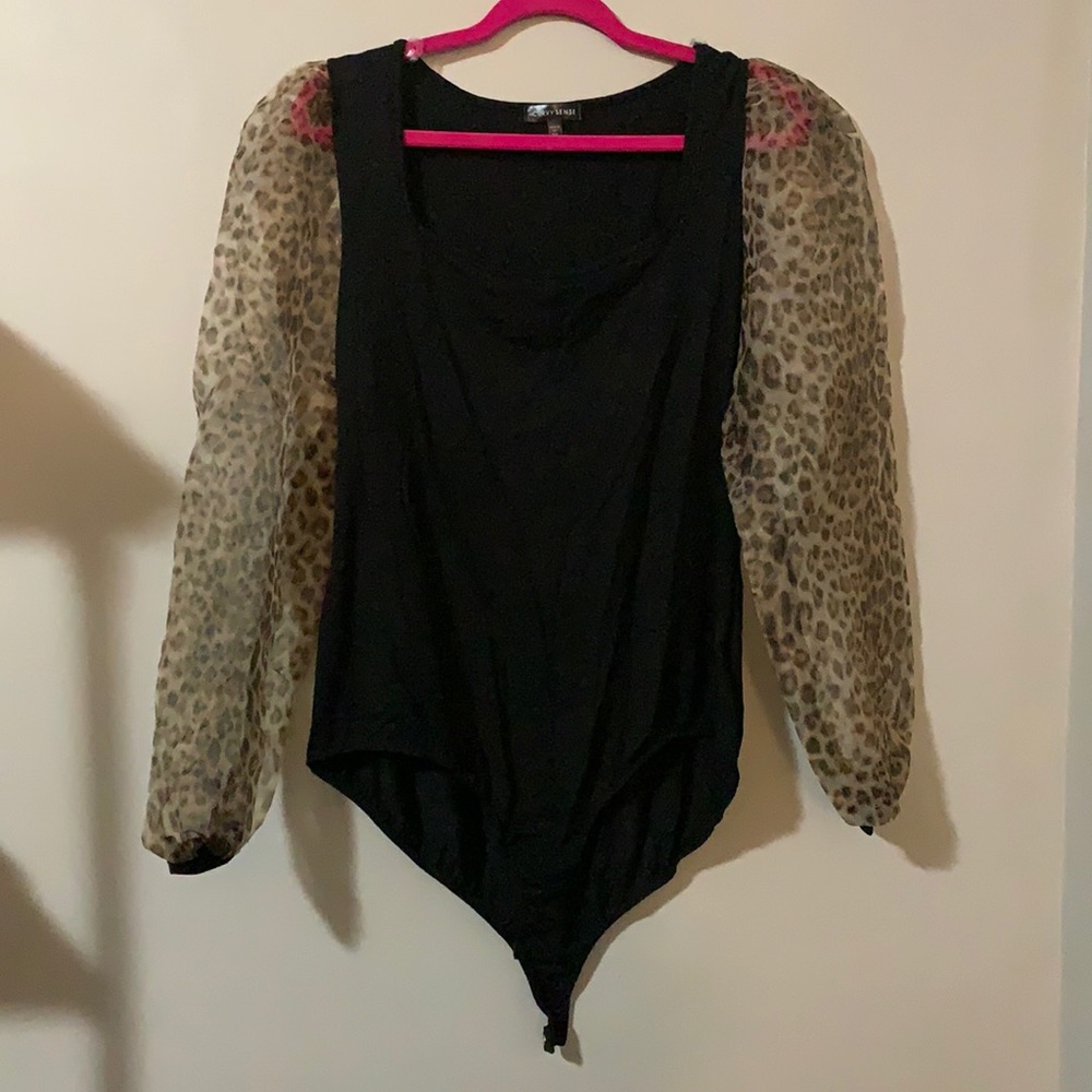 Leopard Puff Sleeve Body Suit